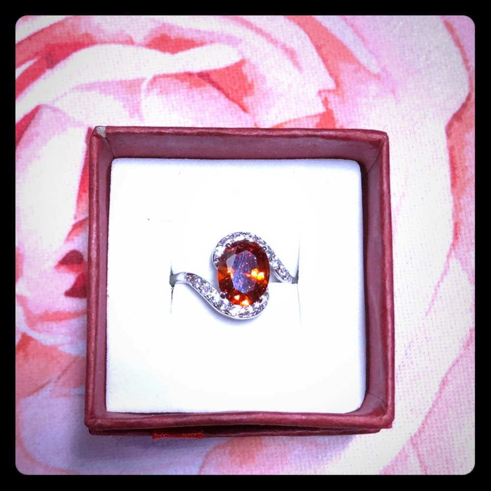 Red cocktail statement fashion oval ring